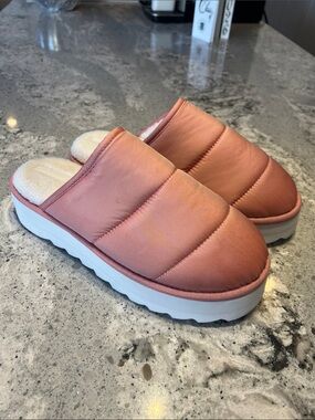 Anthropologie Maeve Puffy Platform Slippers Rose Pink Large 10 11